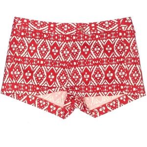 J. Crew Red and White Print City Fit Chino Shorts | Size 2